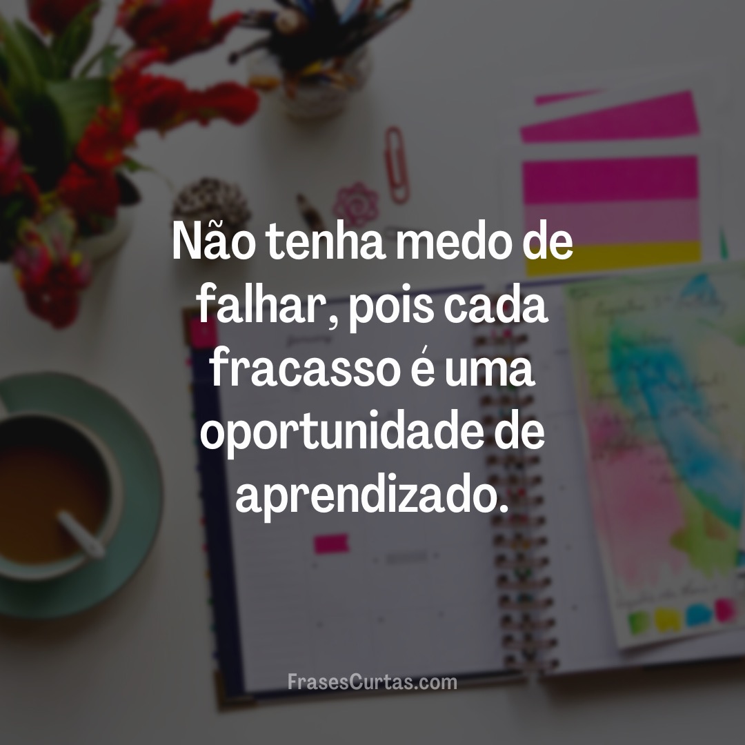 Não tenha medo de falhar, pois cada fracasso é uma oportunidade de...